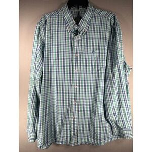 Southern Tide Mens Plaid Button Down Shirt Green Blue Long Sleeve Skipjack XXL